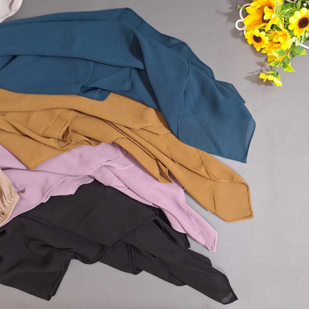 Jilbab Instan Segitiga Ceruty Instan Premium / Hijab segitiga inner 2 layer baby doll / Hijab Segiti