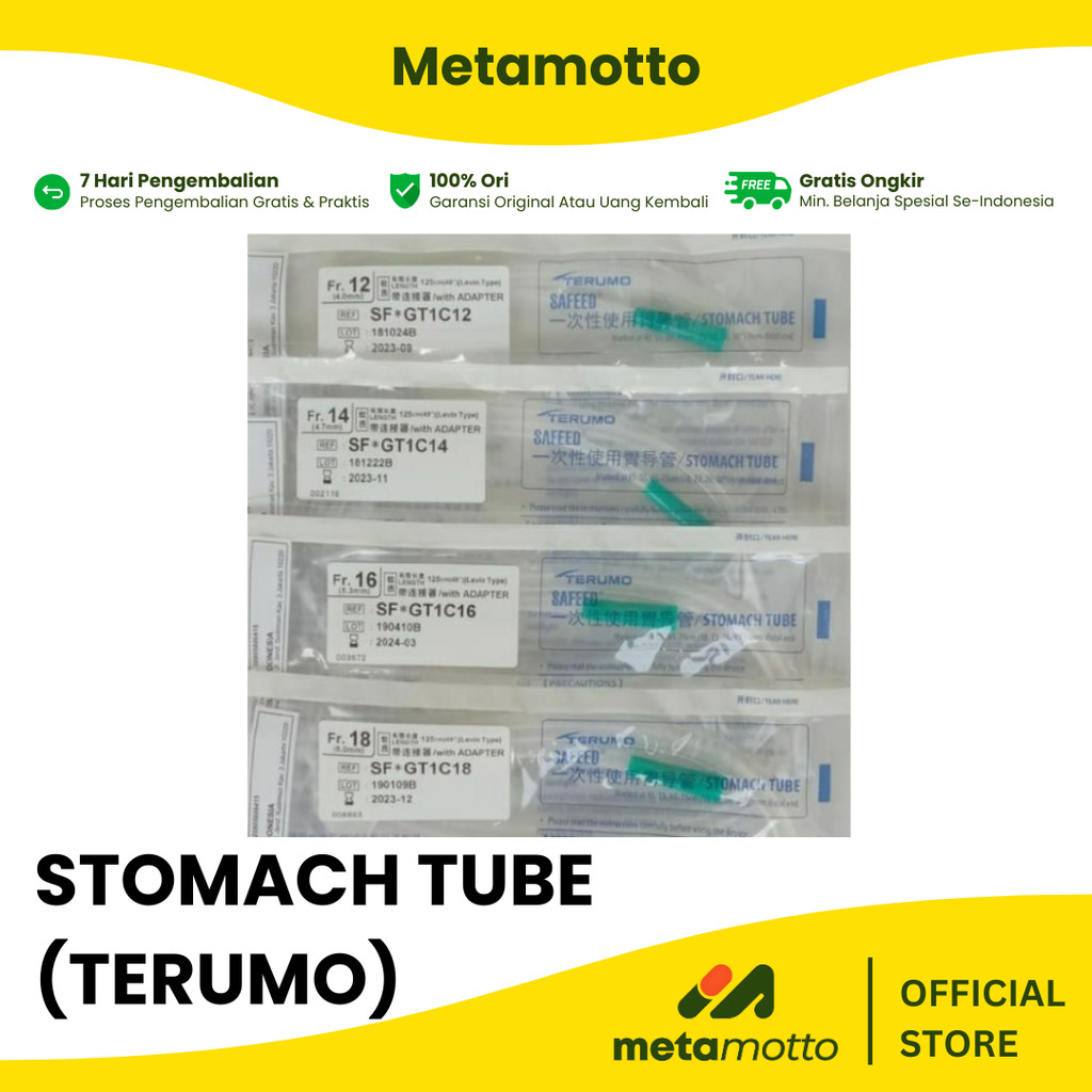 NGT Stomach Tube Terumo / NGT Terumo FR 12 ; 14 ; 16 ; 18 - 1Pcs - Metamotto