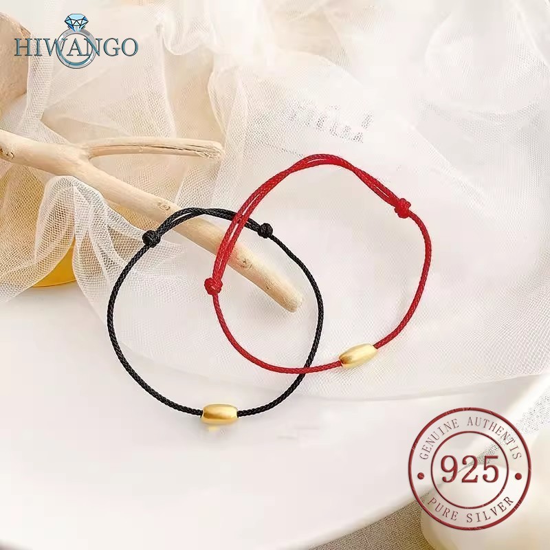 HIWANGO Tali Hitam Emas Gelang Beras Kecil Untuk Pasangan Pria Dan Wanita