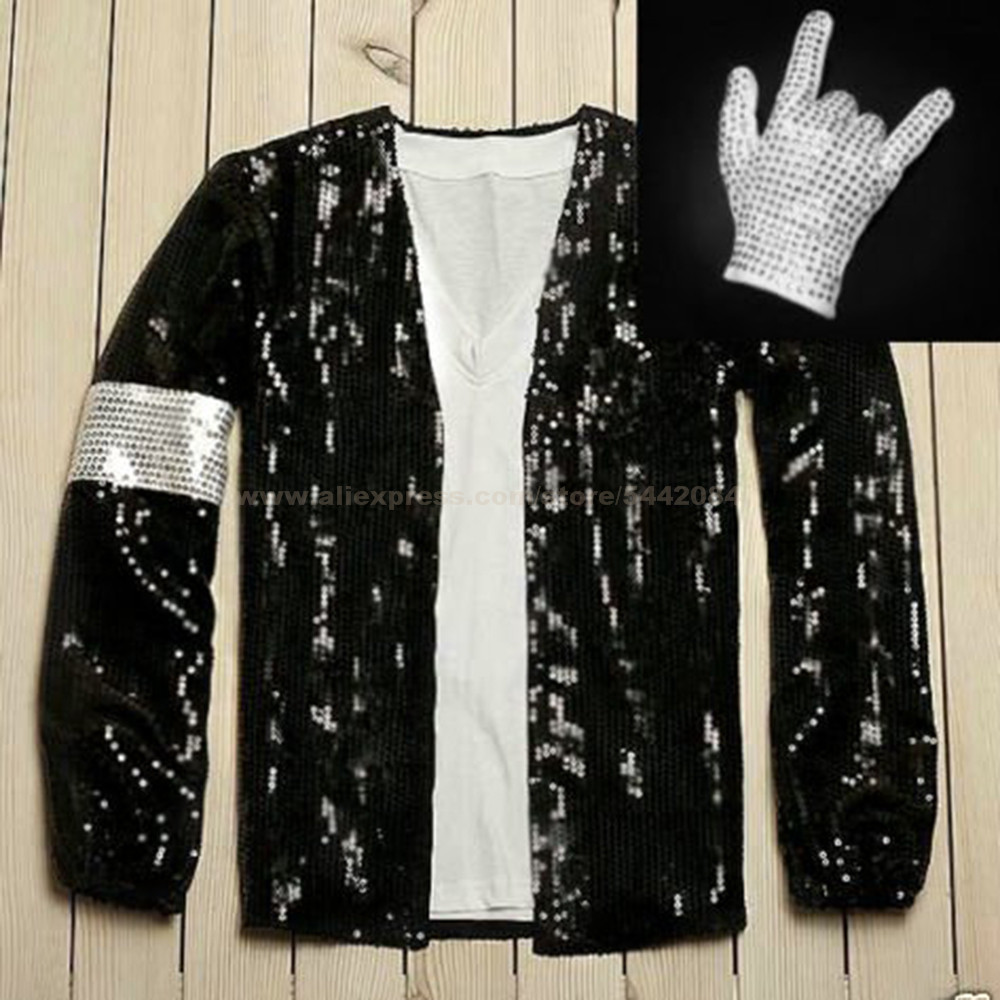 MJ Michael Jackson Mantel Billie Jean Jaket & Sarung Tangan Tari Modern Cosplay Kostum Dewasa & Anak