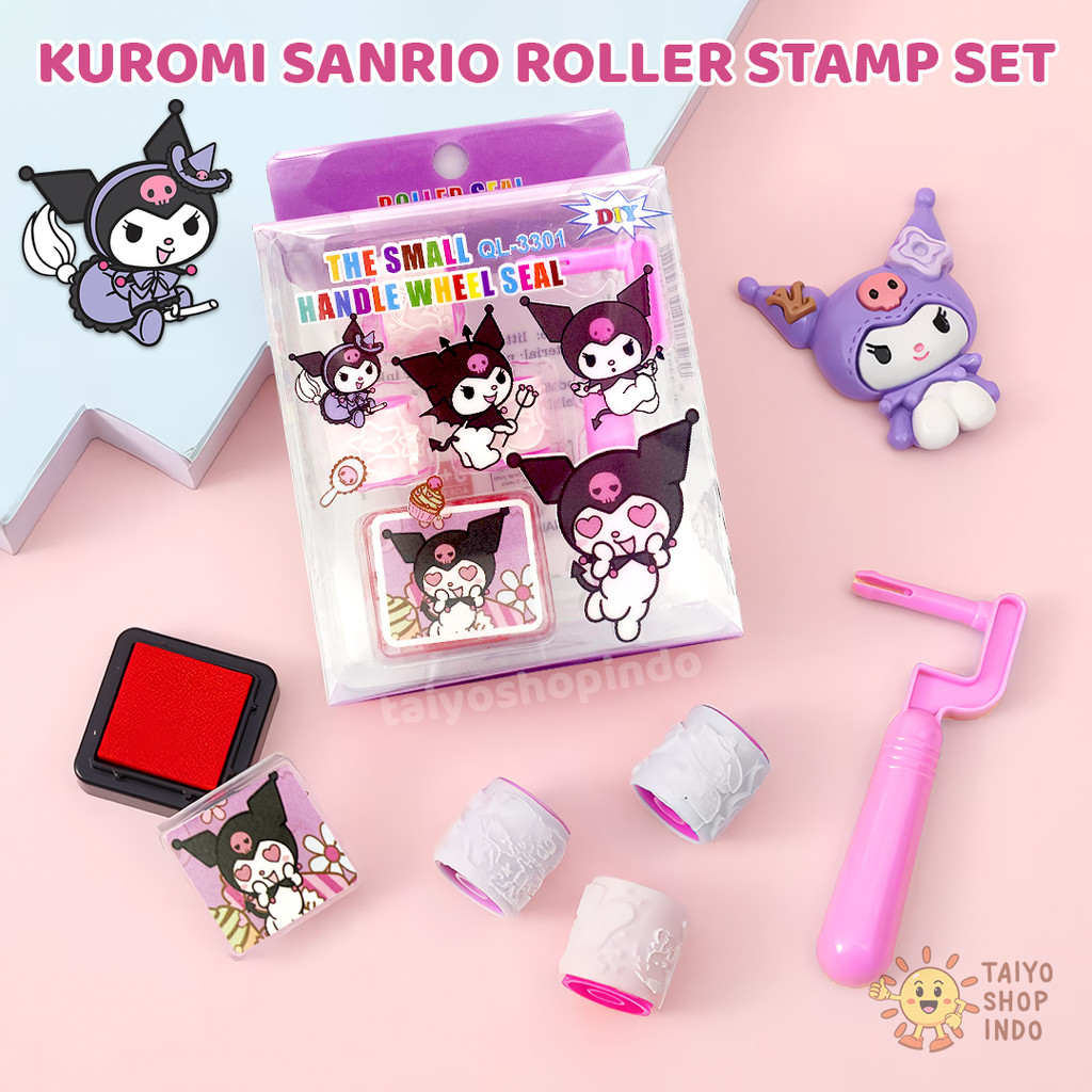 

TAIYO Kuromi Sanrio Roller Stamp Set Cap Unik Cute Pola Karakter Figure Stampel Hias Kerajinan Kreatifitas Mainan