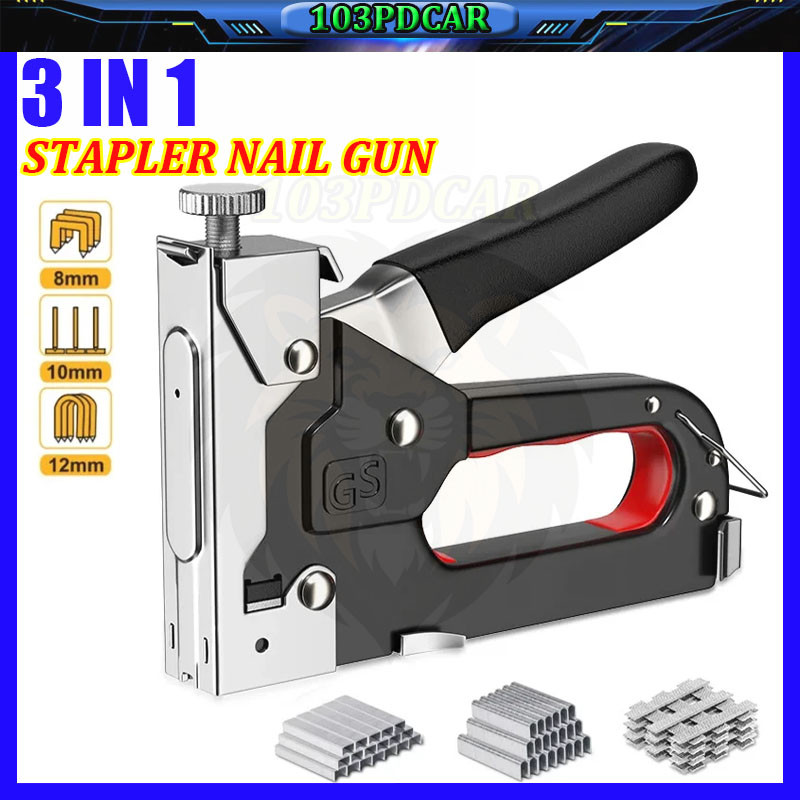 

3 In 1 Stapler Gun Staples Tembak Gun TackerPowerfull Pistol Stapler Staples Stapler Gun Hand Nail Gun Staples Tembak Perkakas Untuk Perbaikan Kayu dan Alat Rumah Perlengkapan Rumah Tangga Portable