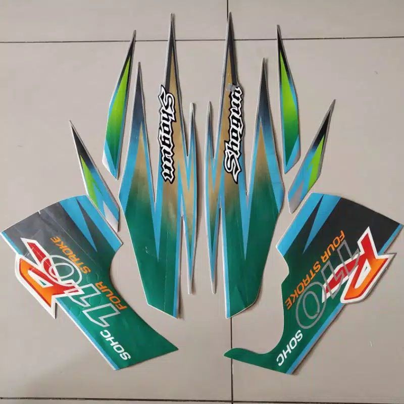 Striping sticker Shogun kebo 1999 hijau silver .