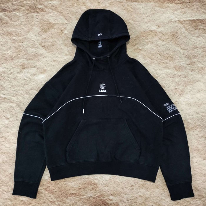 pullover hoodie LMC LOS MANAGEMENT CITIES hitam sweater jemper casual boxy fit size XL