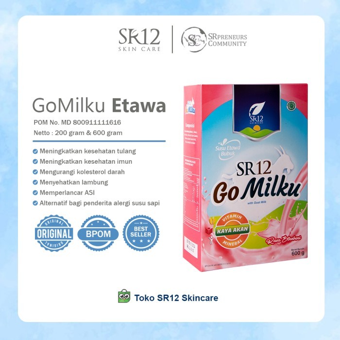 

SUSU KAMBING ETAWA PREMIUM SR12 / BOOSTER ASI / MENYEHATKAN LAMBUNG - STROBERI, 200GR