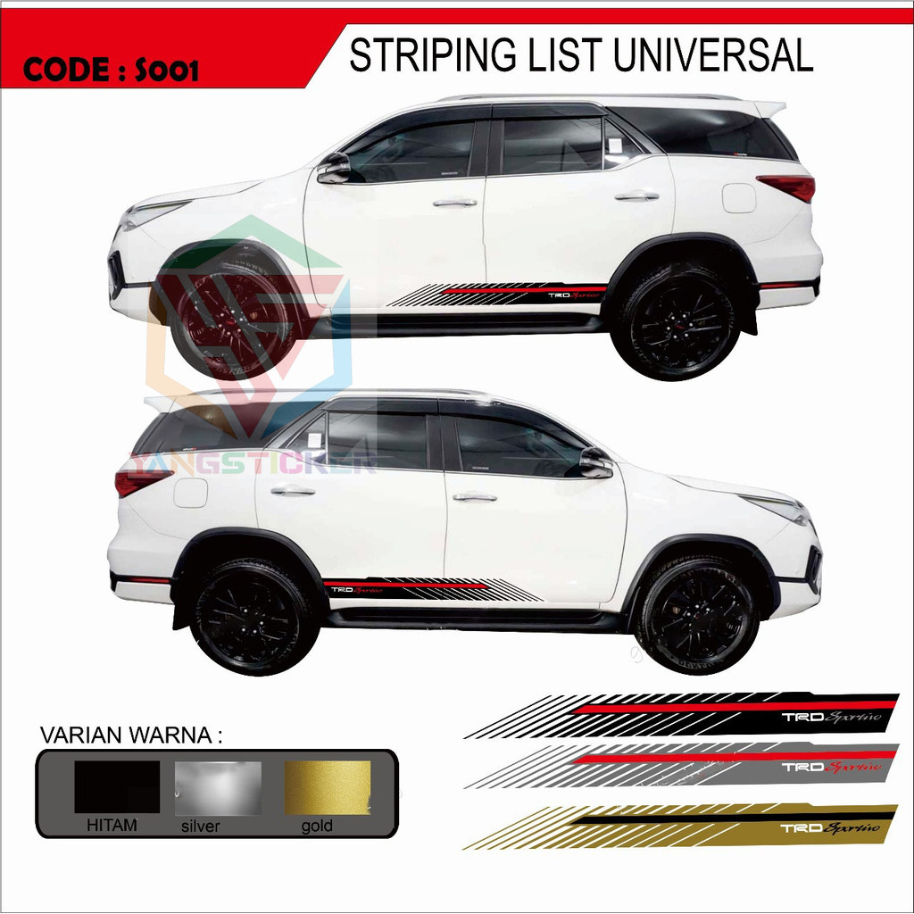 

YS Sticker cutting lis TRD sportio S001 untuk pintu mobil/stiker cutting mobil universal