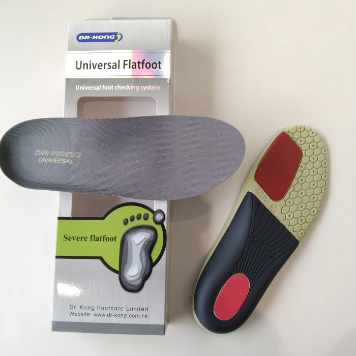 Insole Sepatu DR KONG Universal FlatFoot Severe FlatFoot - Abu-abu, 41