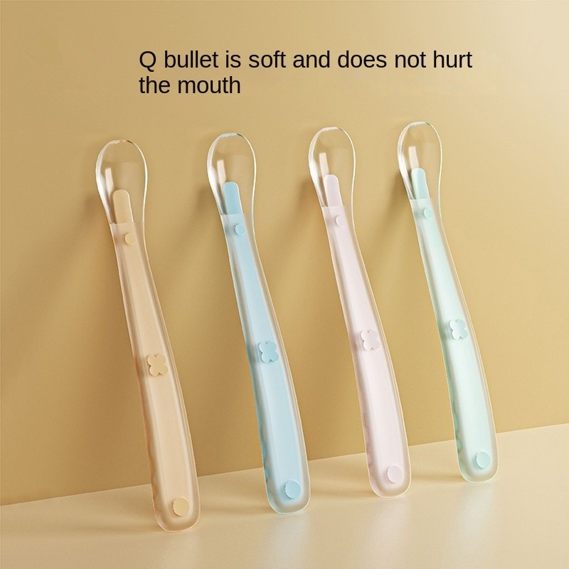 Baby Silicone Soft Spoon      ildren's Training Spoon Baby Feeding Silicone Soft Head Spoon Safety S