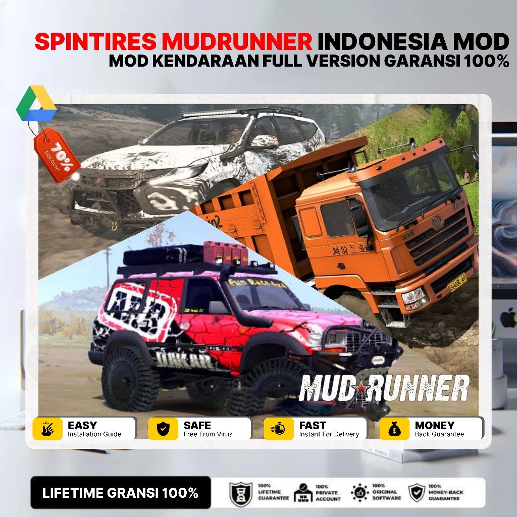 Spintires Mudrunner Mod Kendaraan Indonesia Mobil Pajero Sport, Truck, DLL Full Version Garansi 100%