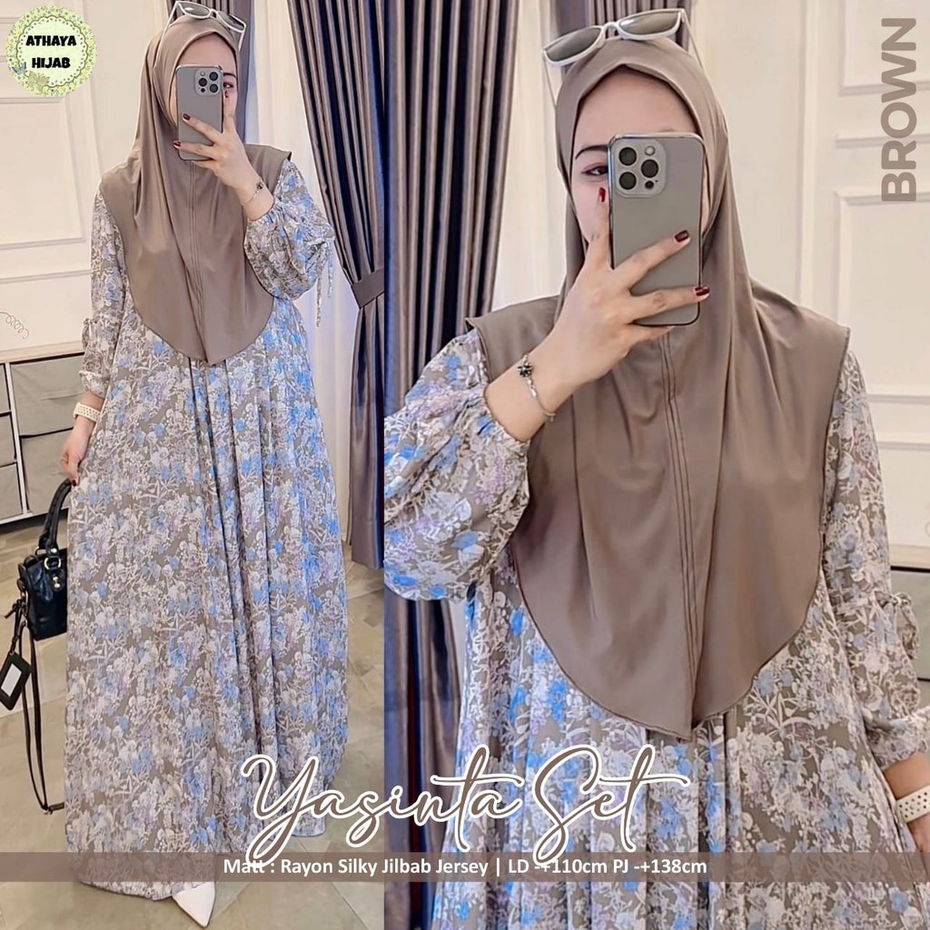Gamis syari Yasinta/gamis set hijab/gamis jumbo LD 110/gamis motif best seller/gamis viral 2024/baju
