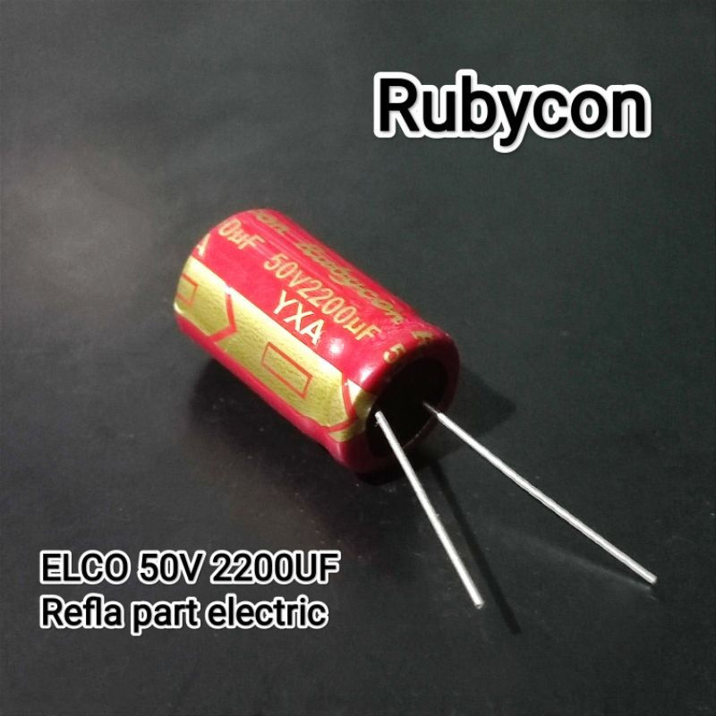1 BUAH CAPASITOR ELCO 50V 2200UF RUBYCON RED