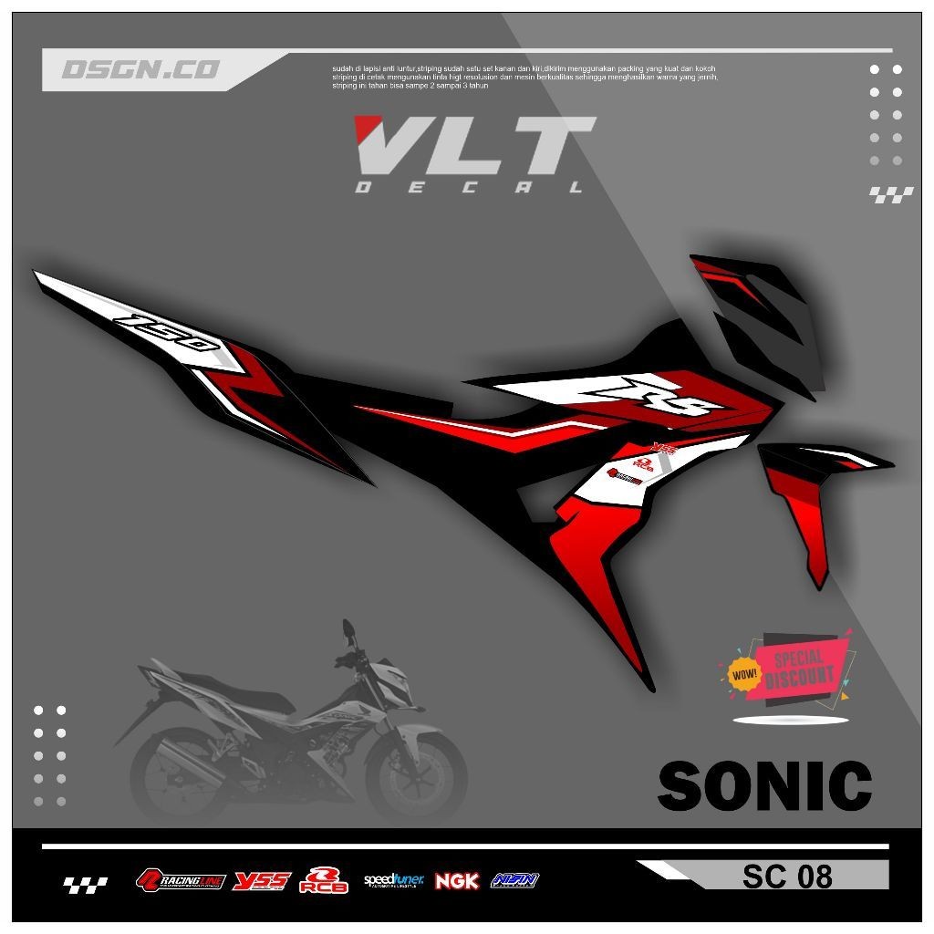 Striping Variasi Honda Sonic 150R / Sticker Honda Sonic variasi motif simple keren kode 08