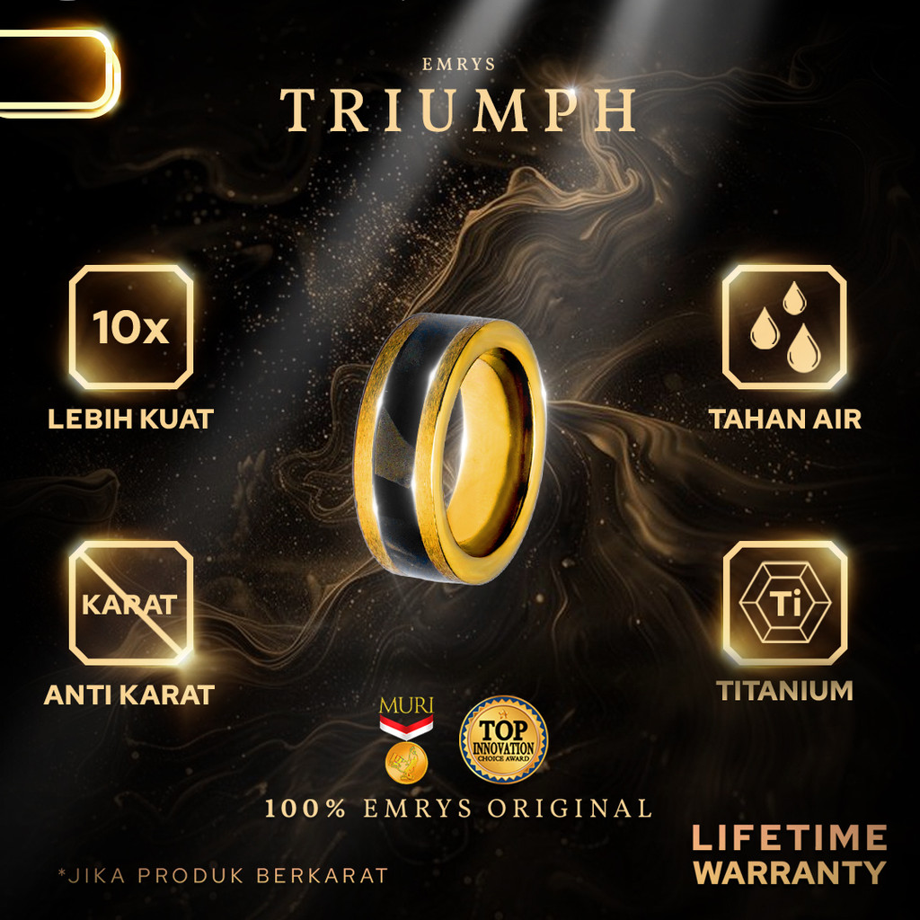 Emrys TRIUMPH Premium Ring Cincin Titanium Pria Wanita