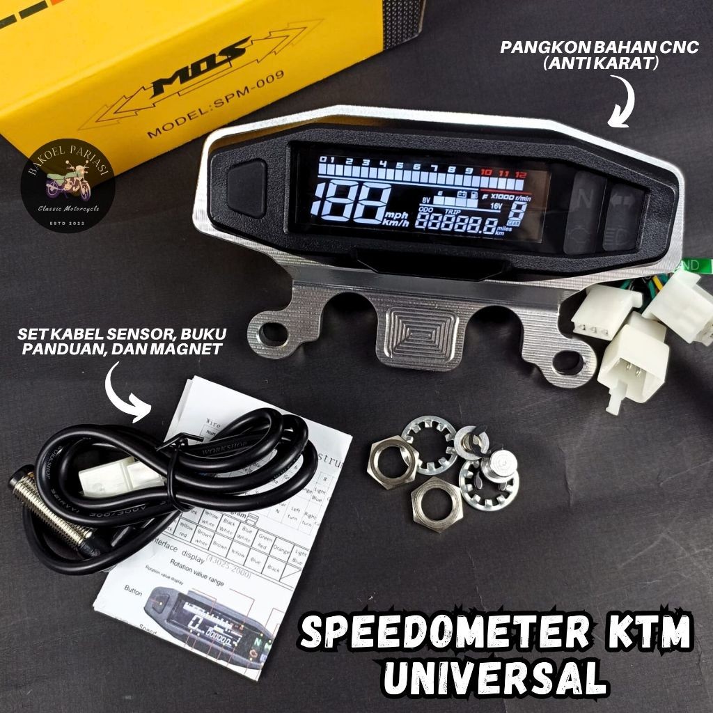 SPEEDOMETER KTM DIGITAL MOS SPIDOMETER KTM SET KABEL DAN MAGNID SENSOR DIGITAL MOS