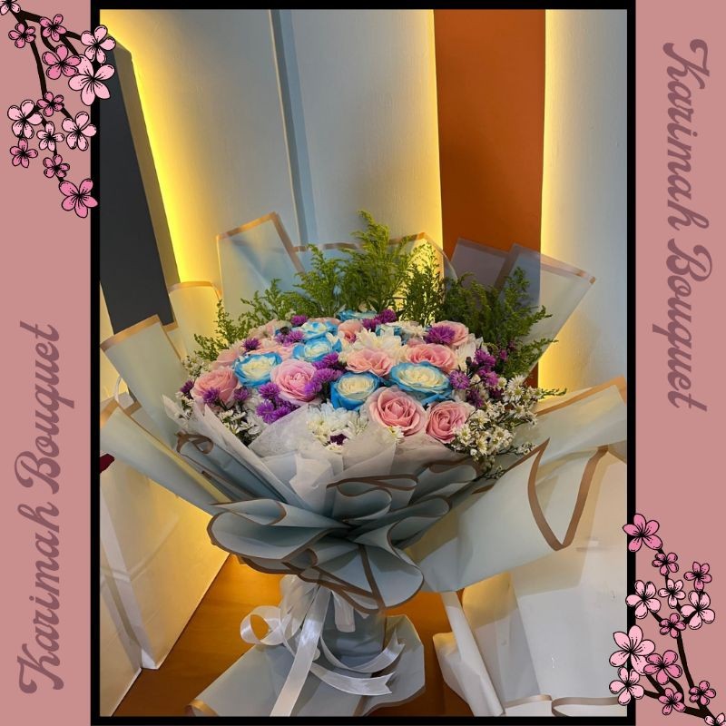 KIRIM INSTANT MIX FRESH FLOWERS BOUQUET Buket Bunga Flower Mix Flower Large Buket Wisuda  Bouquet Bu