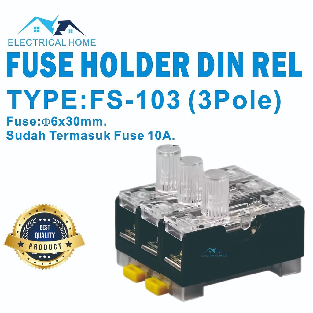 Fuse Kubur/Fuse Holder Din Rel FS-103 3Pole. BEST QUALITY.