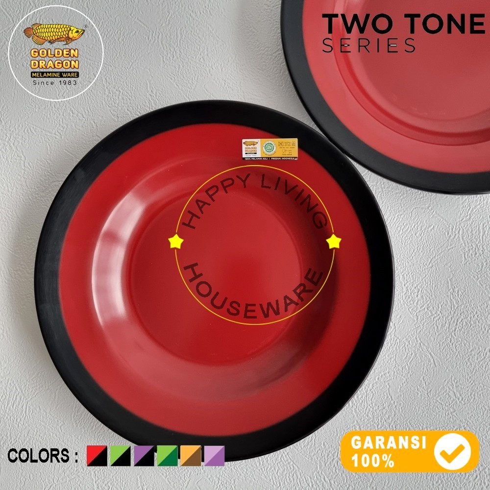 GOLDEN DRAGON Piring Dalam Lis 10in Piring Makan List 25cm Merah Hitam