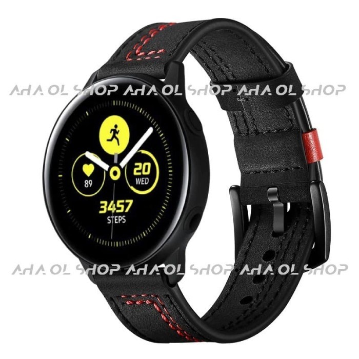 Line Series Leather Strap Samsung Galaxy ACTIVE 2 40MM 44MM Watch 42MM - Hitam