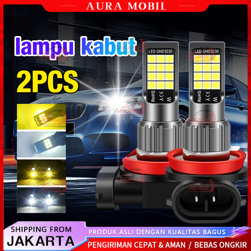 2PCS Lampu LED Mobil H4 Super Terang Lampu LED Putih H11 Two Color 24SMD untuk Headlight / Fog lamp 