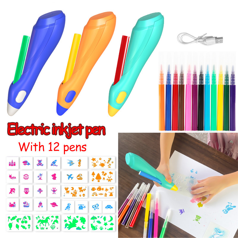 

Electric Watercolor Spray Pen Children's Hand-painted Color Paintbrush Washable 12 Color Spray Pen Children's Christmas Gift Set