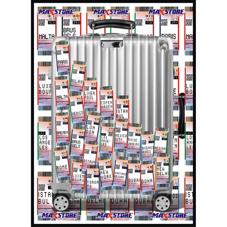 

stiker boarding pass / sticker paris / luggage sticker / usa stiker