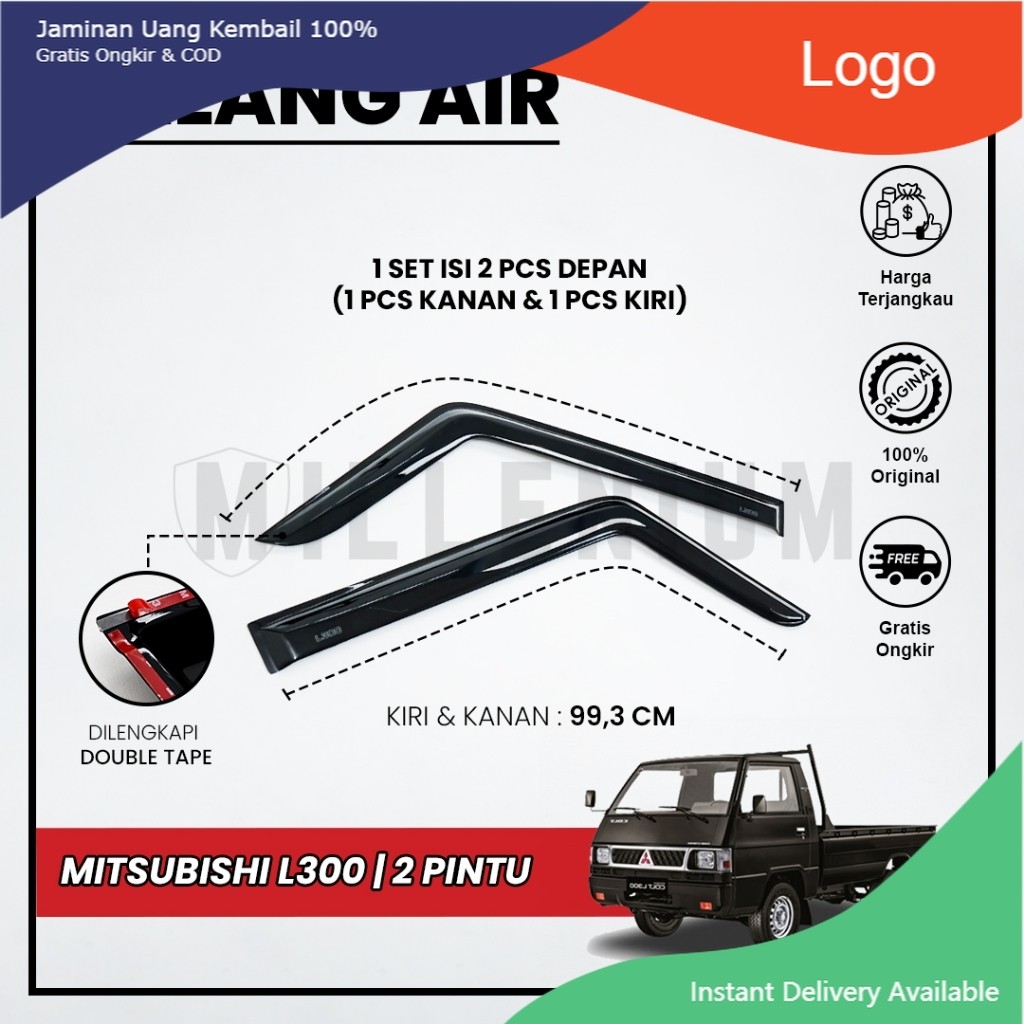 Talang Air Pintu Mobil MITSUBISHI L300 Model Slim 2 Pintu Berkualitas Litlle_Variasi