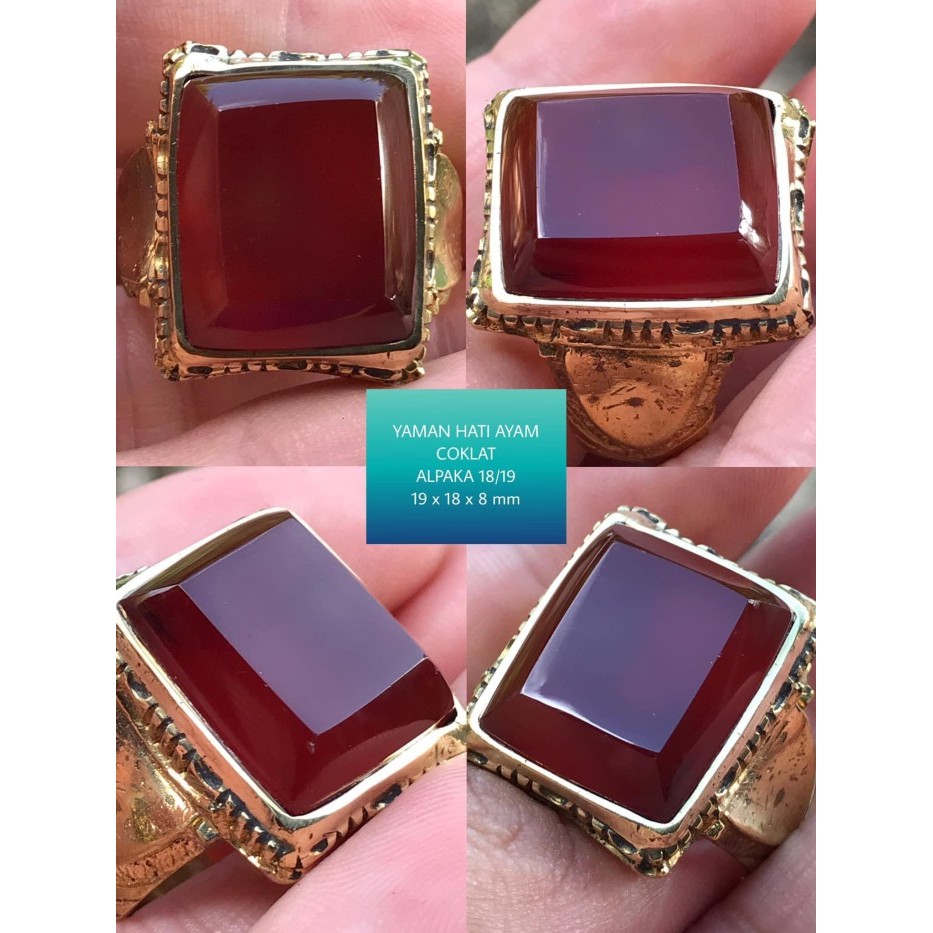 Cincin Batu Akik Motif Gambar Red Baron Yaman Ahmar Merah Unik Antik 4