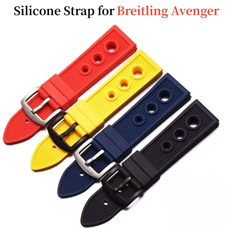 Soft Rubber Silicone Watch Band 22mm Colorful Watchband for Breitling Avenger Strap Waterproof Sport