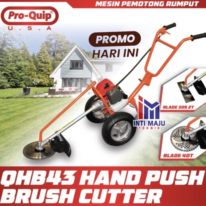 Mesin potong rumput dorong mini 3 roda PROQUIP QHB 43 Free Blade Kotak