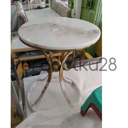 [PERABOTKU28] Meja Sudut - Ct 50 - Top Table Granit - Kaki Stainless Gold - Coffee Table