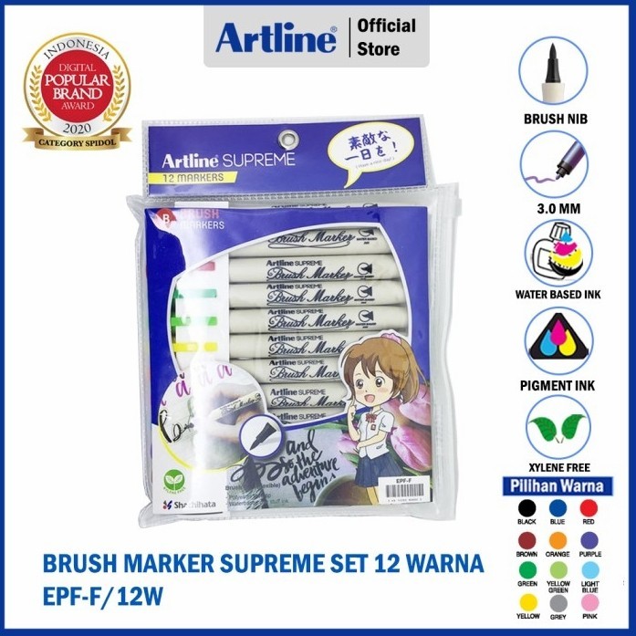 

Spidol Supreme Whiteboard Marker Set 12 Artline EPF-507/12W