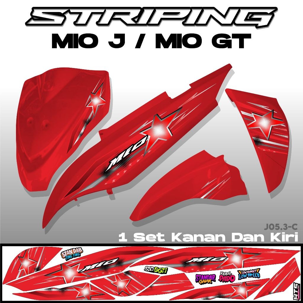 Striping Lis Bintang Variasi Yamaha Mio J-gt Sticker Bintang Star Polet Bodi Motor Stiker Variasi