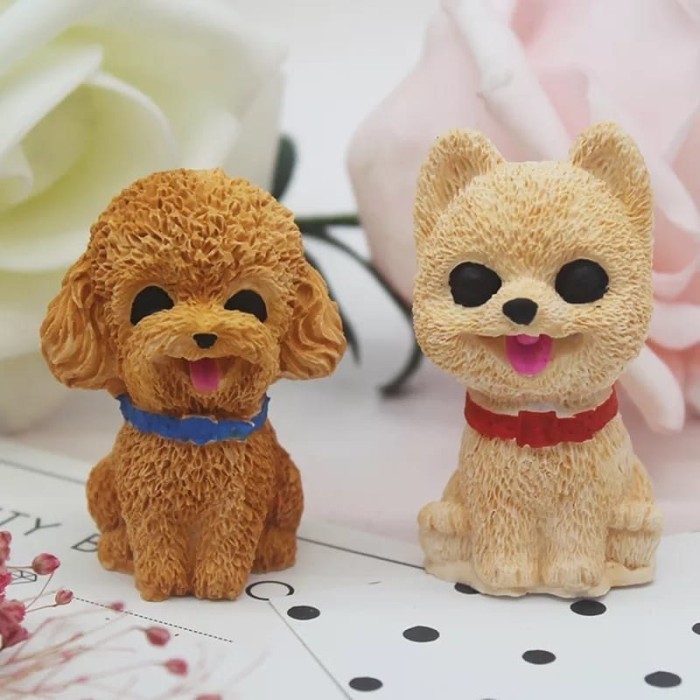 Cetakan Silikon Fondant Anjing Cute Dog Mini Sitting 3D - Poodle