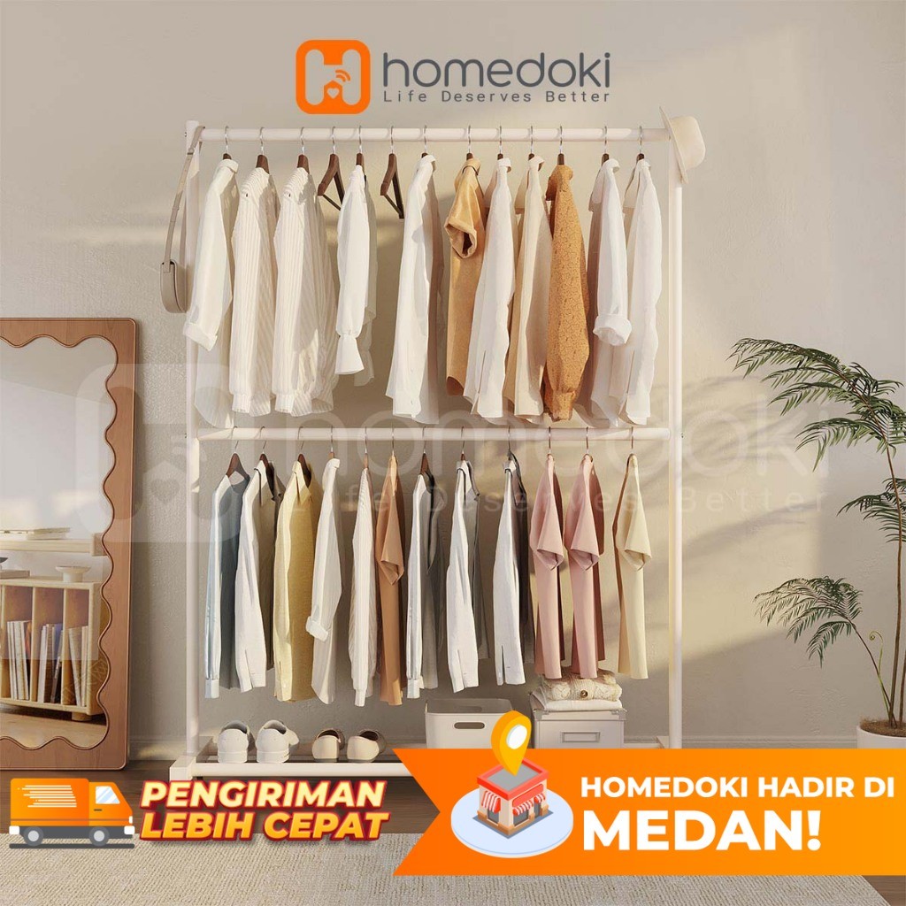 Homedoki Rak Gantungan Baju Aesthetic/Rak Gantungan Serbaguna/Rak Gantung Baju/Rak Gantungan Baju Po