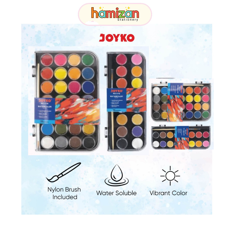 

Joyko Wc 3 28 Warna dan 16W Cake Watercolor Set Cat Air WC-3-28 / 16/ Watercolor Set Cat Air Joyko WC-3 - 16 / 28 Warna Murah Berkualitas