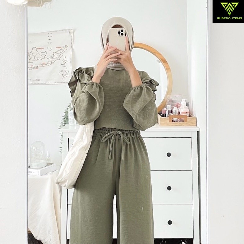 RUBY ONE SET | RUBY CRINKLE BLOUSE | BLOUSE CRINKLE PREMIUM ATASAN WANITA