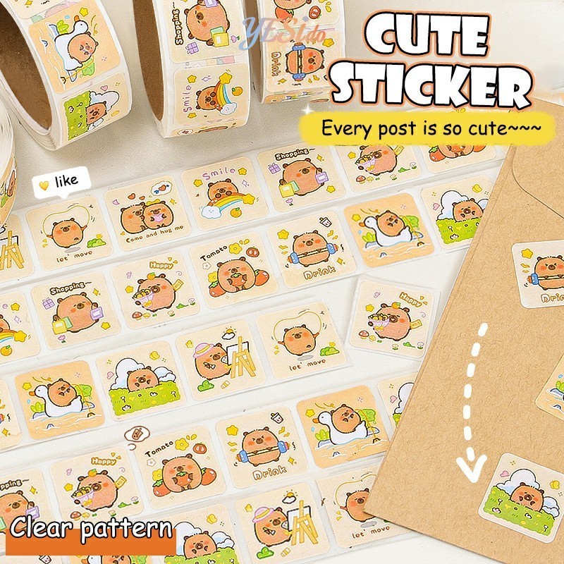 

COD Stiker Penyegelan Kapi Bara Yang Lucu Label Kartun Stiker Label Dekoratif Gulungan Stiker-YES