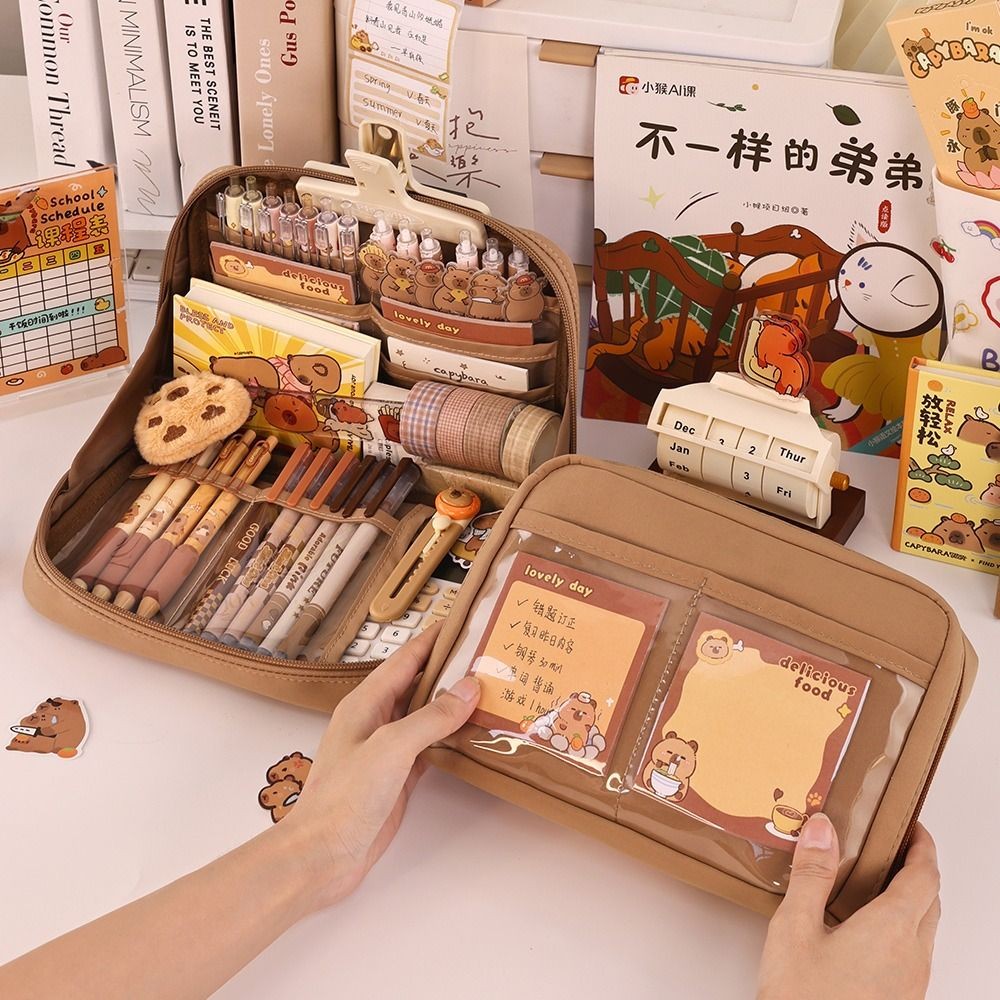 

12-Layer Large Capacity Pen Bag 90 Degree Large Opening Student Multifunctional Pencil Case Zipper Stationery Organizer School