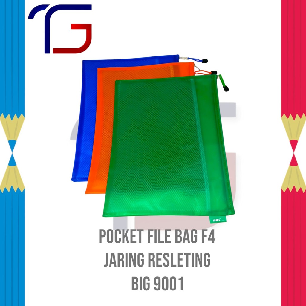 

Pocket File Bag F4 BIG 9001 Resleting Warna Terang