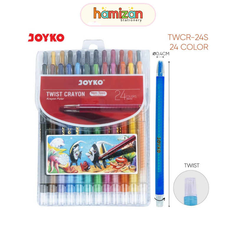 

Twist Crayon / Krayon Putar 24w / Crayon Putar TWCR-24S 24 warna Joyko