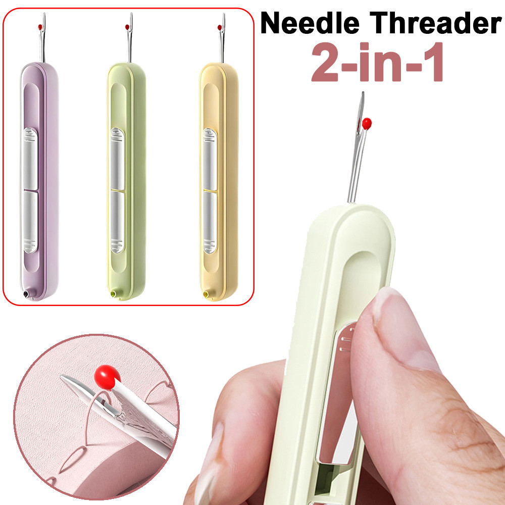 

2 in 1 Needle Threaders Sewing Tools with Seam Ripper Automatic Sewing Threading Seam Remover for Sewing Crafting Cross-Stitch