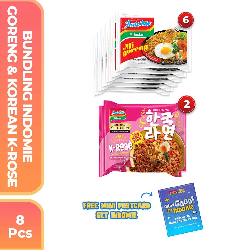 

8 pcs Bundling 5 Goreng & Korean K-Rose Free Mini Postcard Set Indomie
