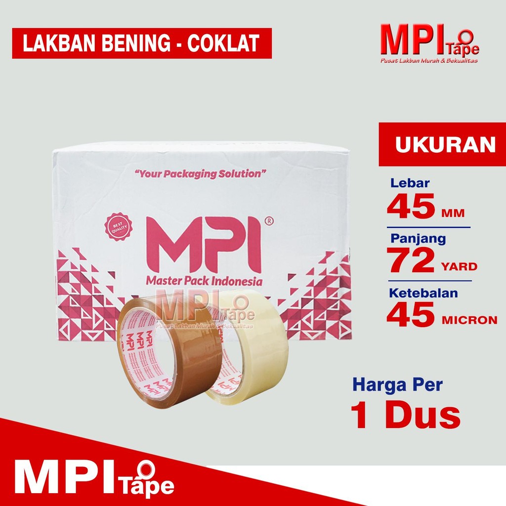 

1 Dus - Lakban Bening - Lakban Cokelat 45 mm x 72 Yard - Lakban Packing - MPI