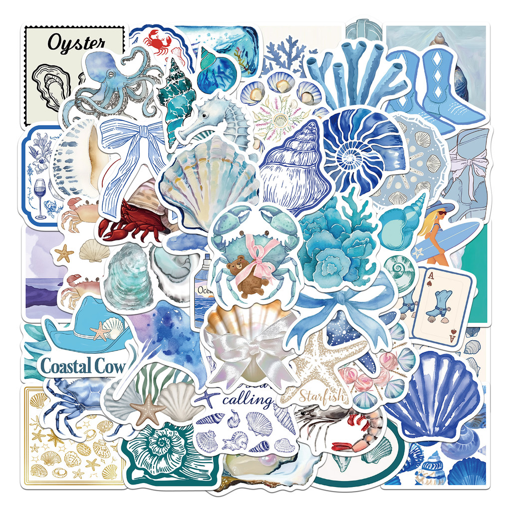 

50PCS The Coastal Girl Stickers Exquisite Handbooks Material Phone Case Laptop Luggage Waterproof Stickers