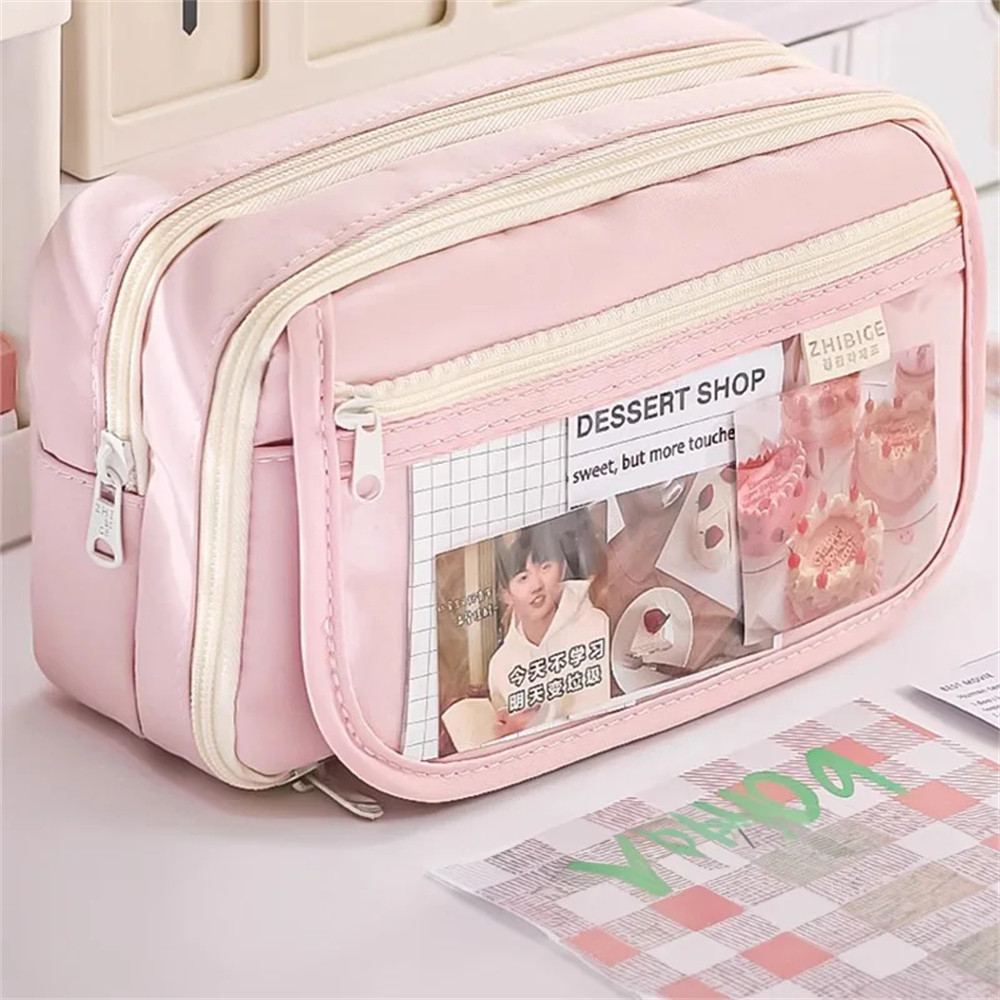 

Multi-Color 9-Layer Large Capacity Pencil Case Transparent Storage Zipper Closure for Girl School Supplies Pencil Case
