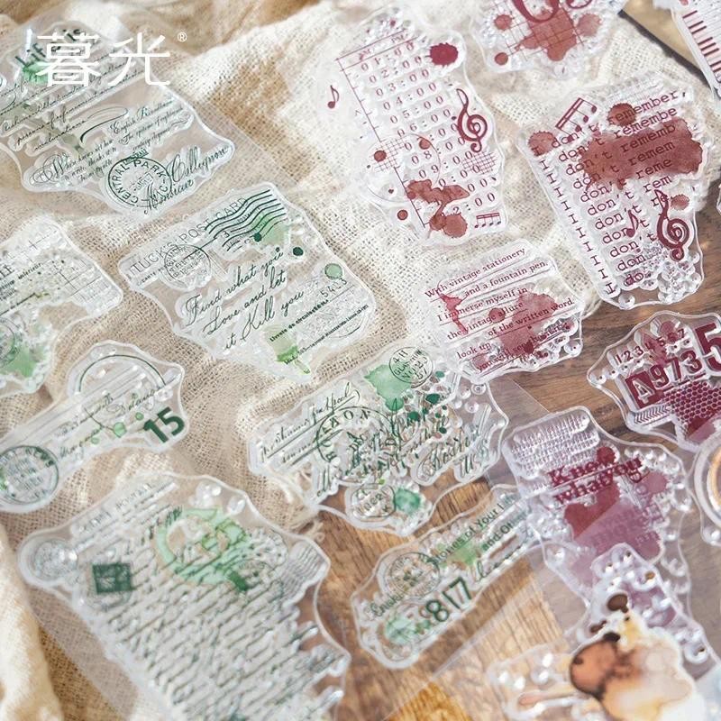 

1Set vintage silicone stamps letterhead story handbook printing Background Assorted Stamp Supplies Scrapbook Ccut 208*104mm