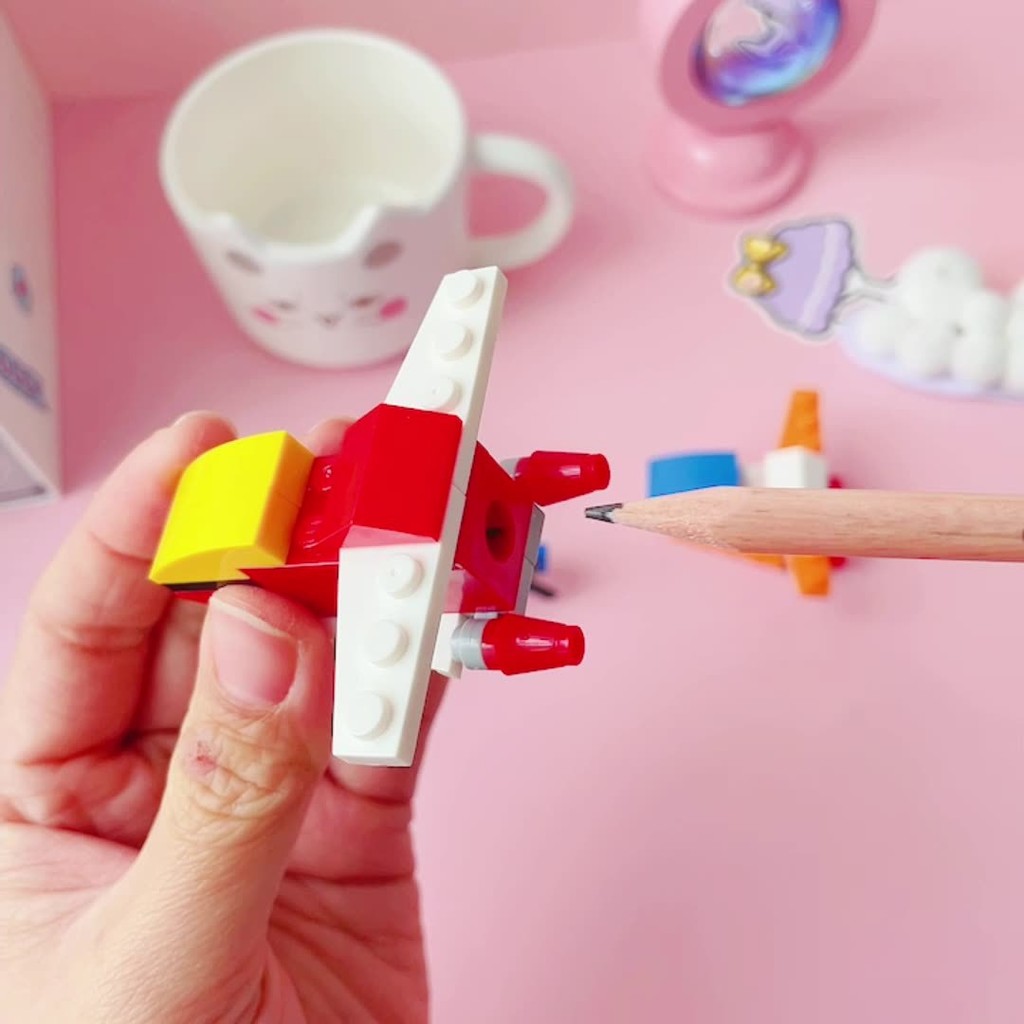 

1 P Kawaii Plastic Building Blocks Cartoon Pencil Stationery Student Office School Supplies Pencil Sharpener