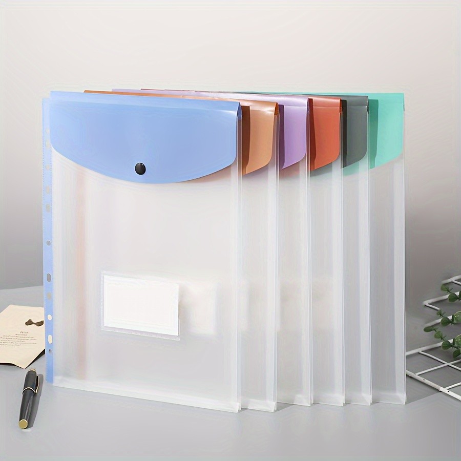 

6pack A4 vertical Morandi color document bag, plastic envelope contract bag, document loose-leaf storage bag