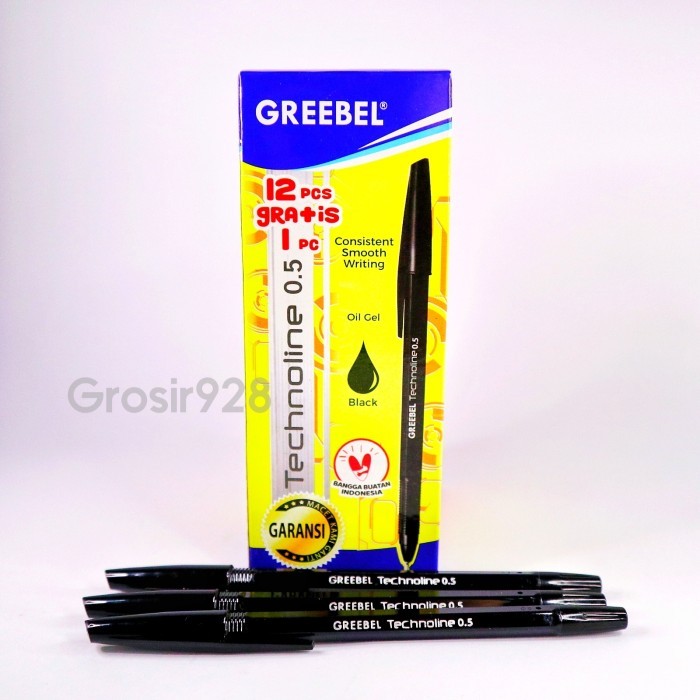 

(Per Lusin) Pen Greebel / Pen Semi Gel Technoline 0.5mm Hitam (12+1)
