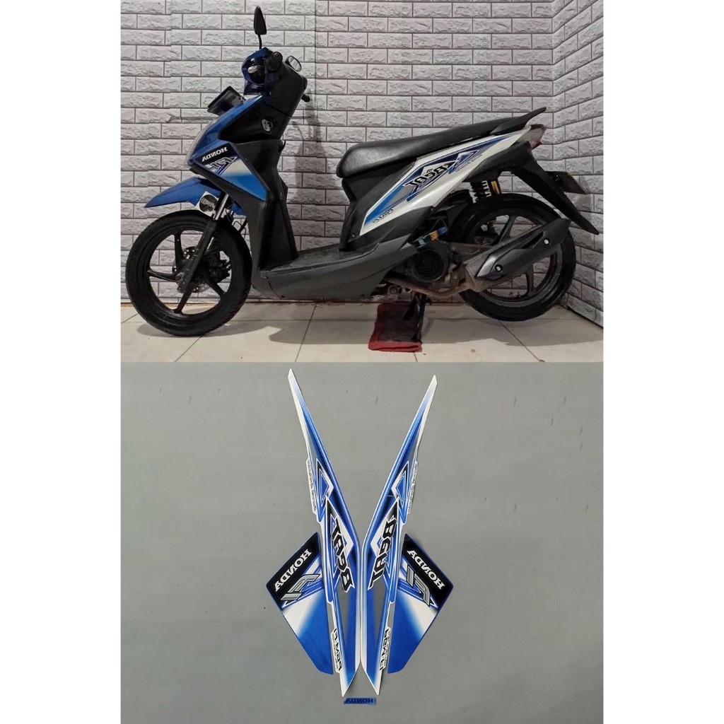 stiker striping lis body beat fi 2014 biru putih